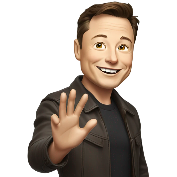 Elon musk waving his hand emoji