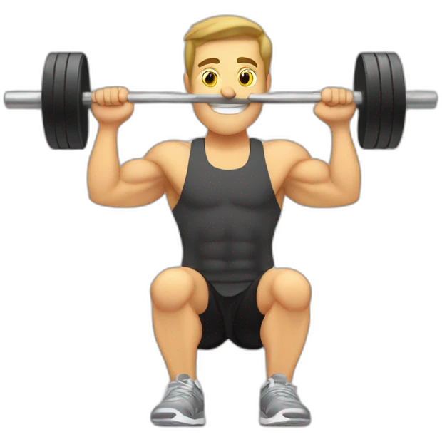 guy workout in gym with dumbell shoulder press emoji