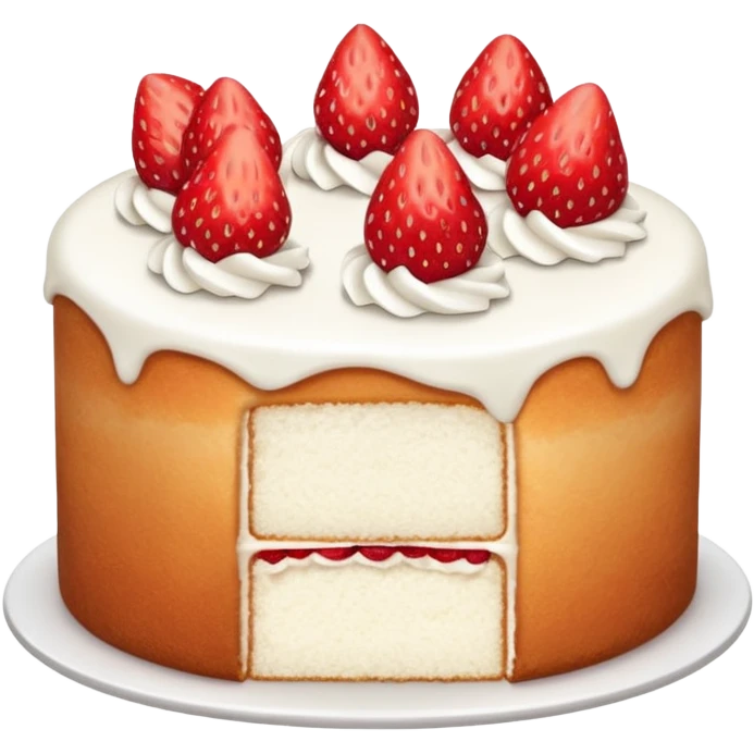 whole white cake with strawberry slices on top emoji