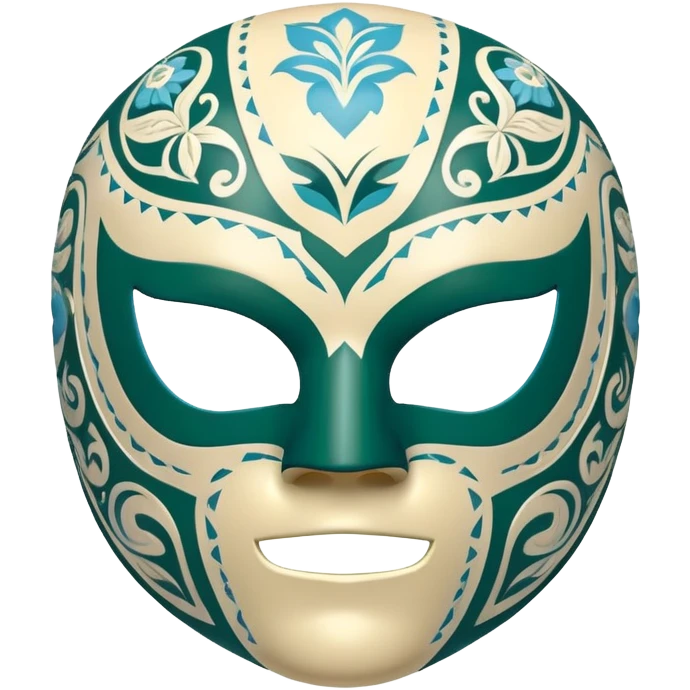 forest green, cream, and Carolina blue luchador mask emoji