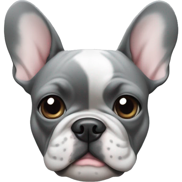 The French bulldog is a light gray monophonic with blue eyes emoji