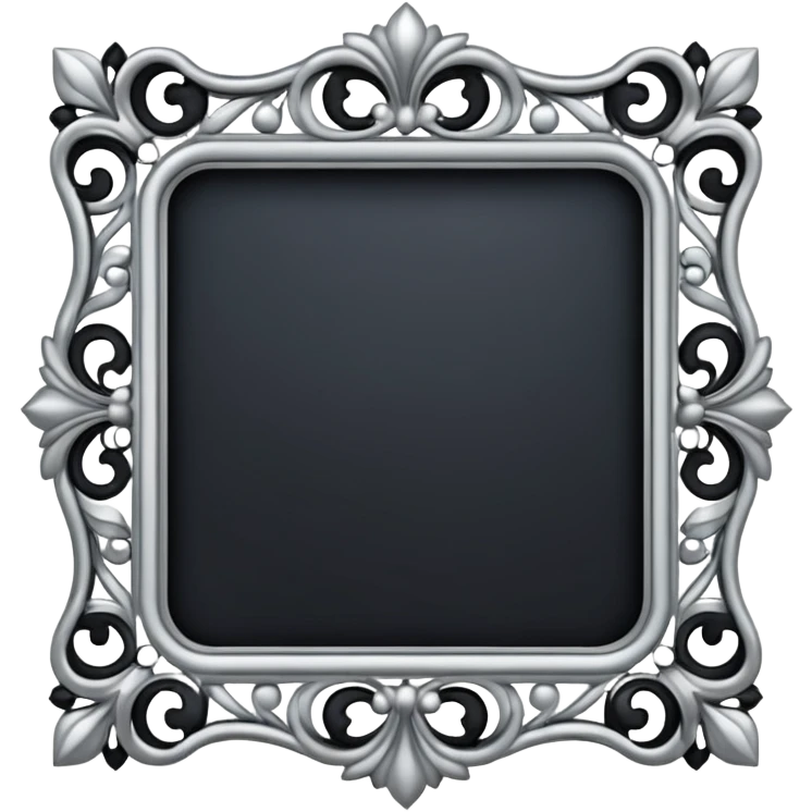 Black and silver filigree Frame, 3D, extremely detailed design emoji