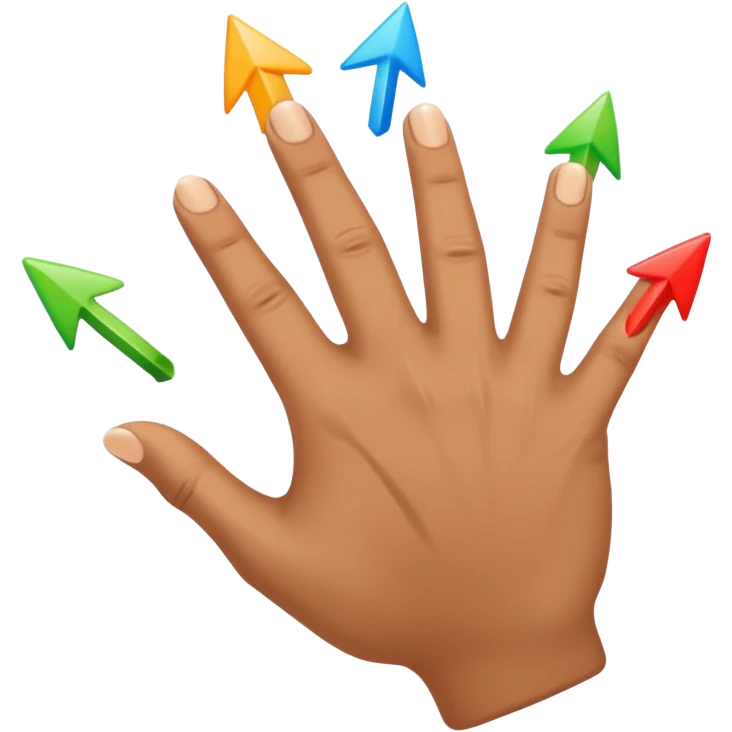 hand with highlighted outline and movement arrows, hand tracking, apple emoji style emoji