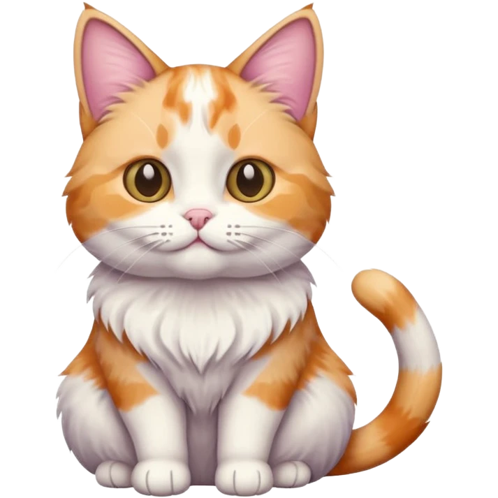 Pastel calico cat sitting funny emoji