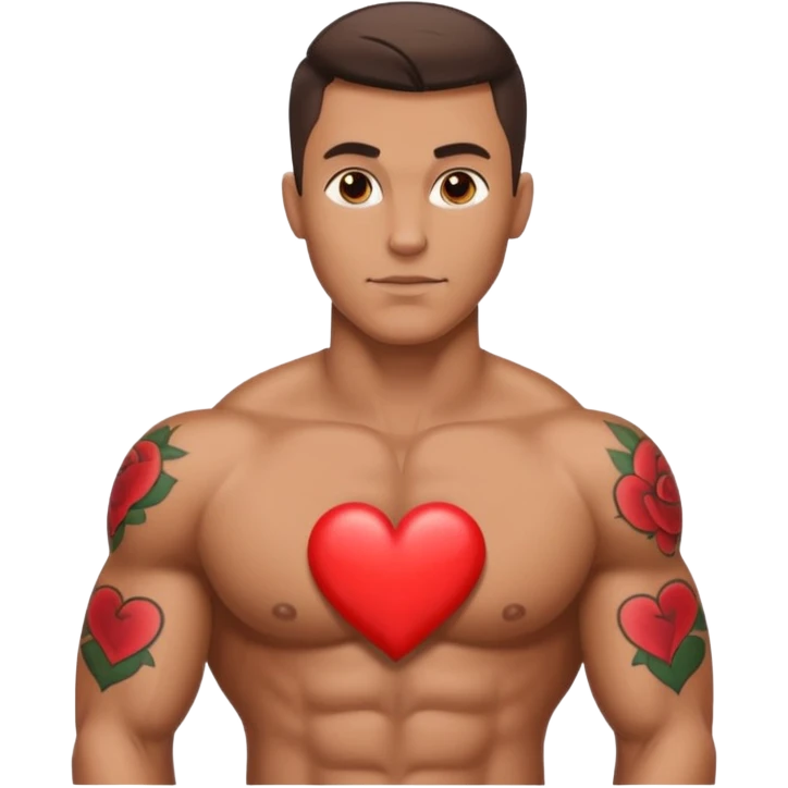 Muscled man with heart symbol  emoji