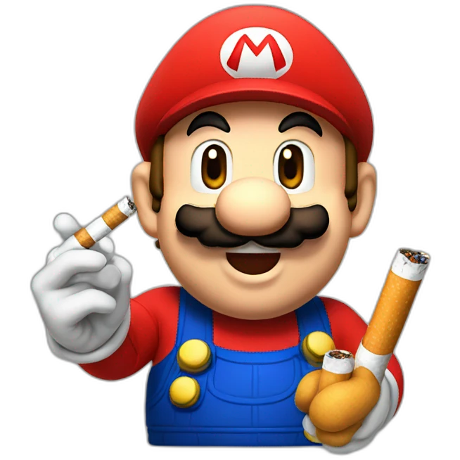 Mario Bros with cigarettes emoji