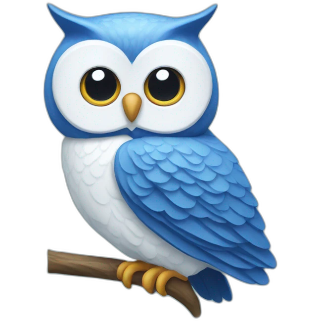 Blue and white owl emoji