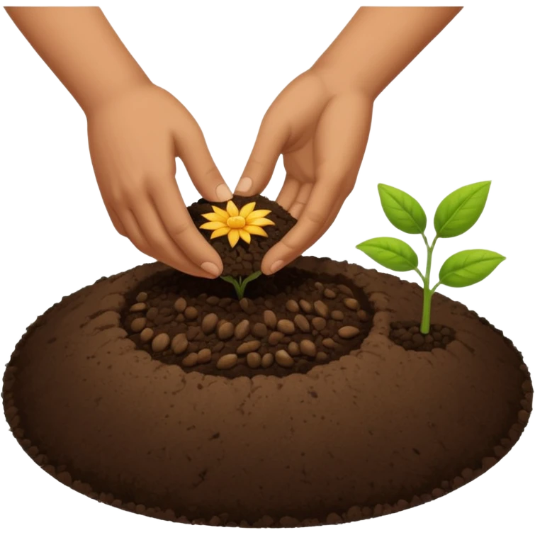 eine hand soll in die erde samen tun, ohne das nab abdere pflanzen sieht emoji