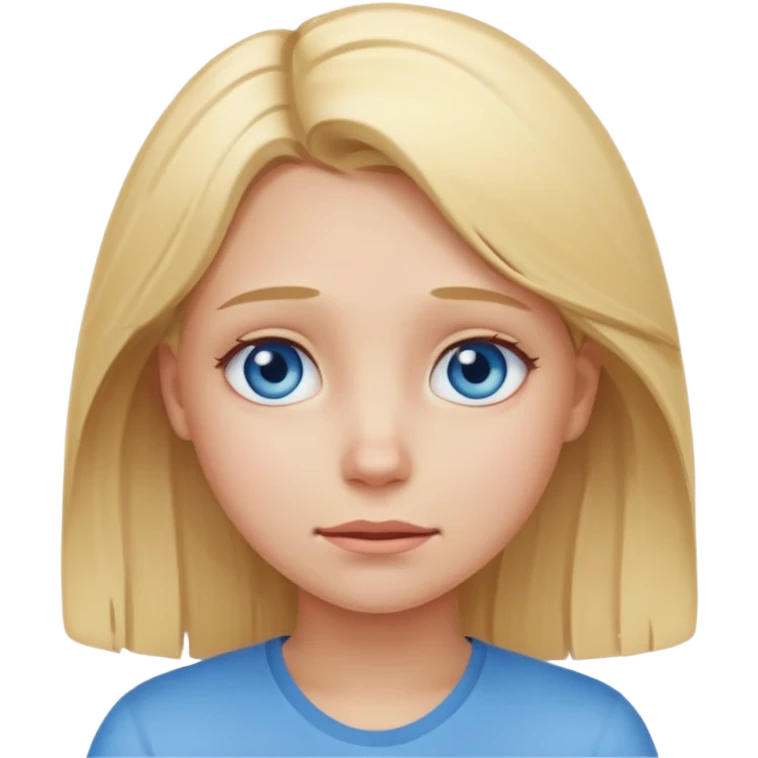 Girl beeing happy and depressed with blond hair and blue eyes emoji