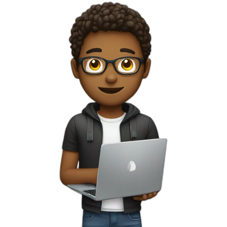 Young guy with laptop emoji
