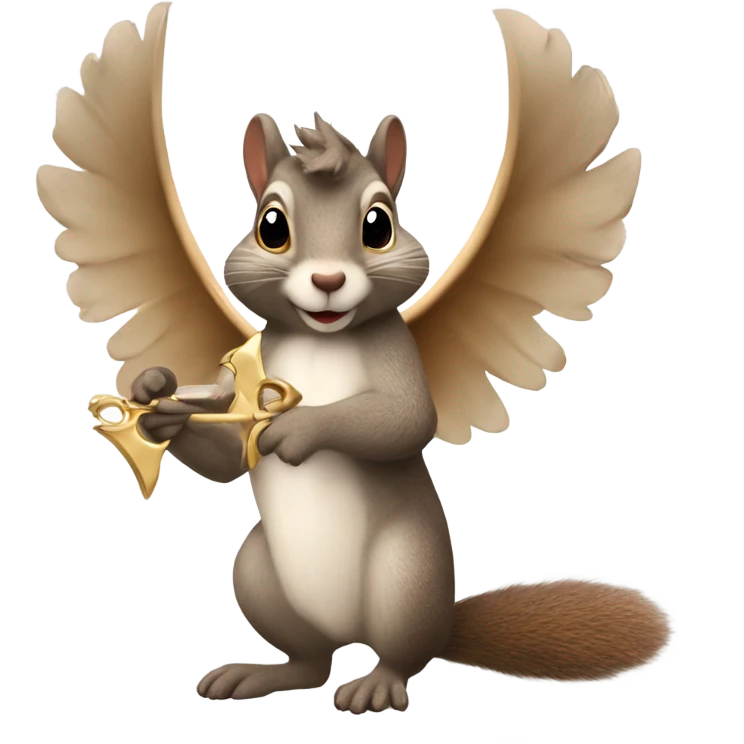 Squirrel with angel wings holding Cupid‘s arrow ￼ emoji