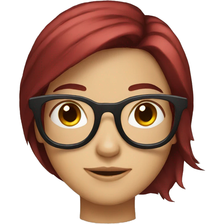 Girl with dark red hair and glasses emoji