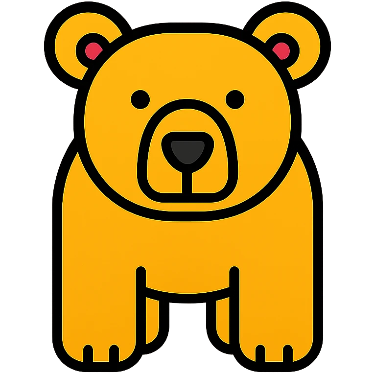 bear, simple and recognizable, color outline icon style emoji