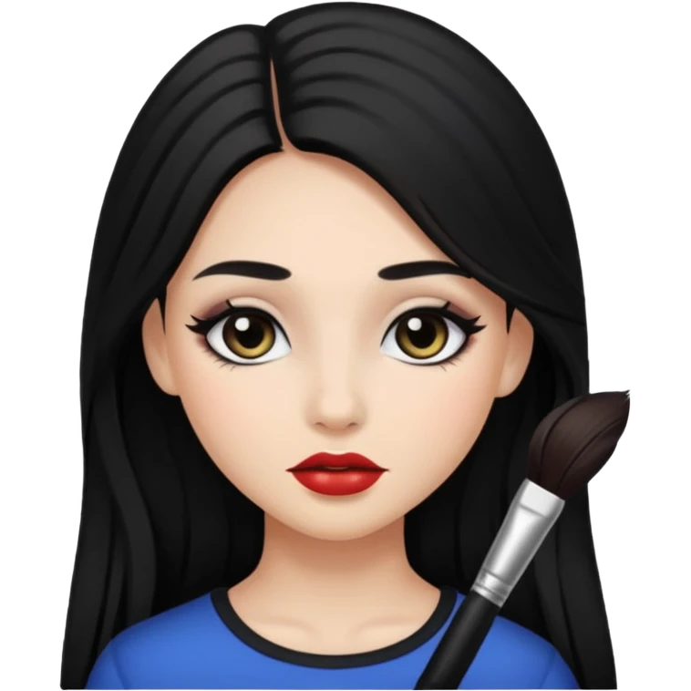 girl with black hair with long  hair Wearing makeup
 emoji