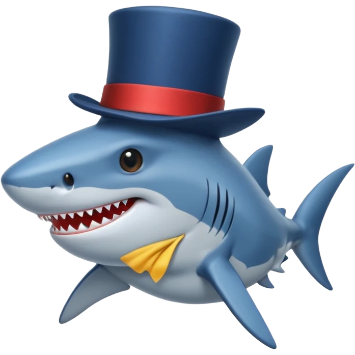 Shark with a top hat emoji