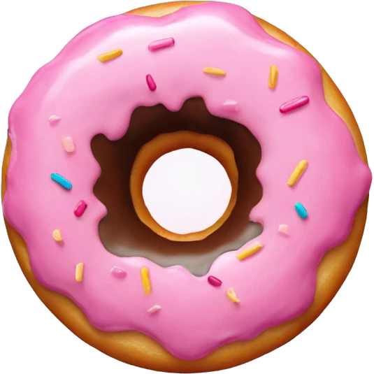 a donut with a light pink topping and no hole in the midd emoji
