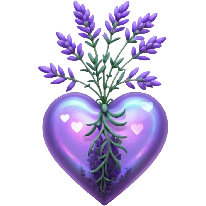 create a holographic lavender plant that wraps around a lavender colored heart emoji
