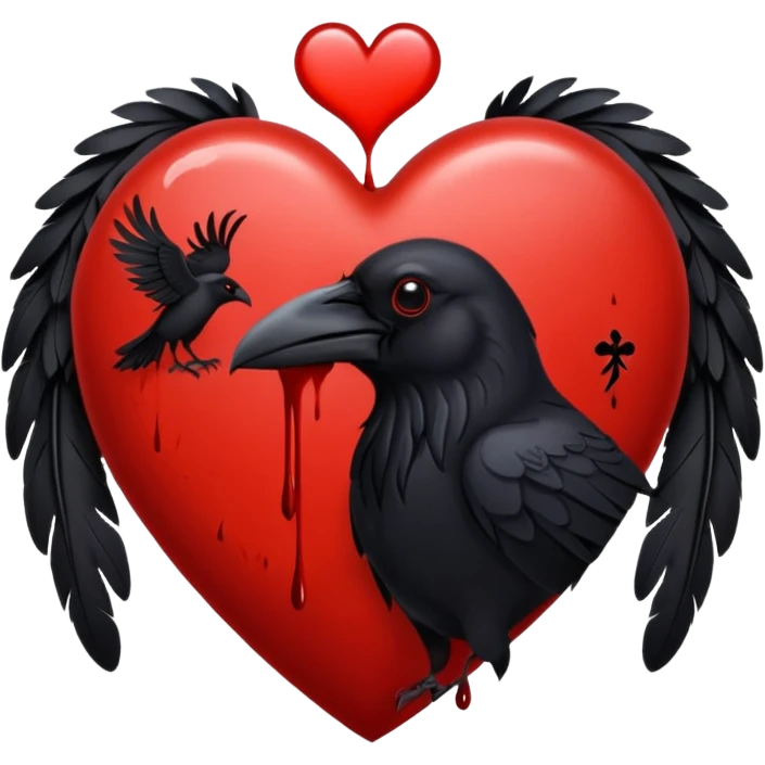 heart with gothic raven emoji