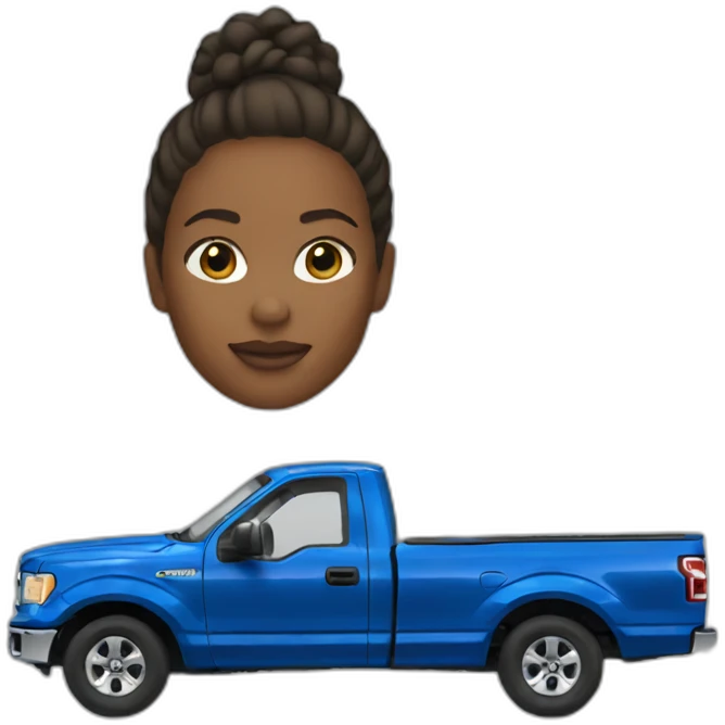 Woman driving Blue ford f150 emoji