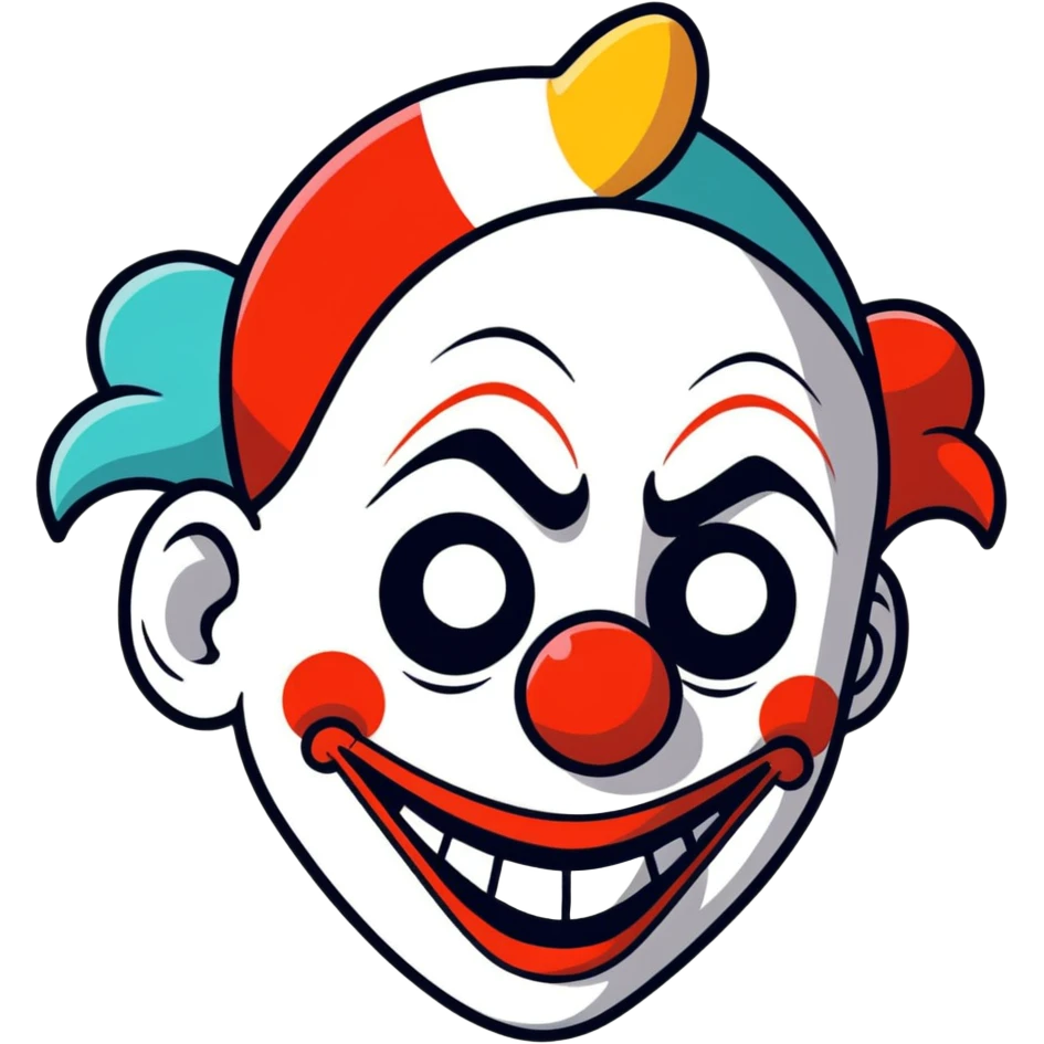 Annoyed face and clown crazy  emoji