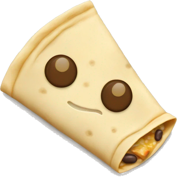 A folded flour tortilla with beans and cream inside emoji