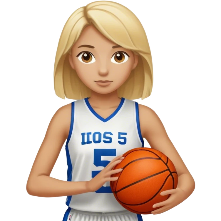 blonde girls basketball player with the jersey number 5 emoji
