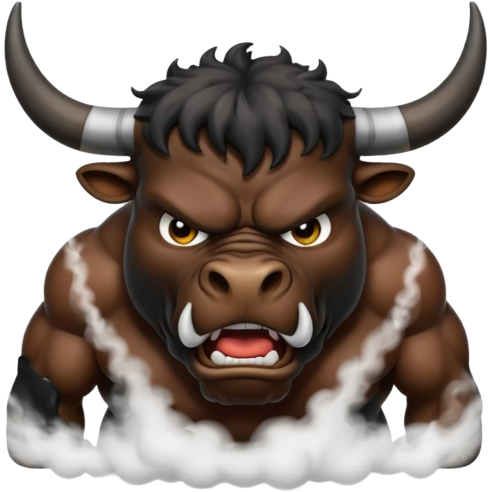 Emoji of an angry black powerful bull with steam coming out of its nose emoji