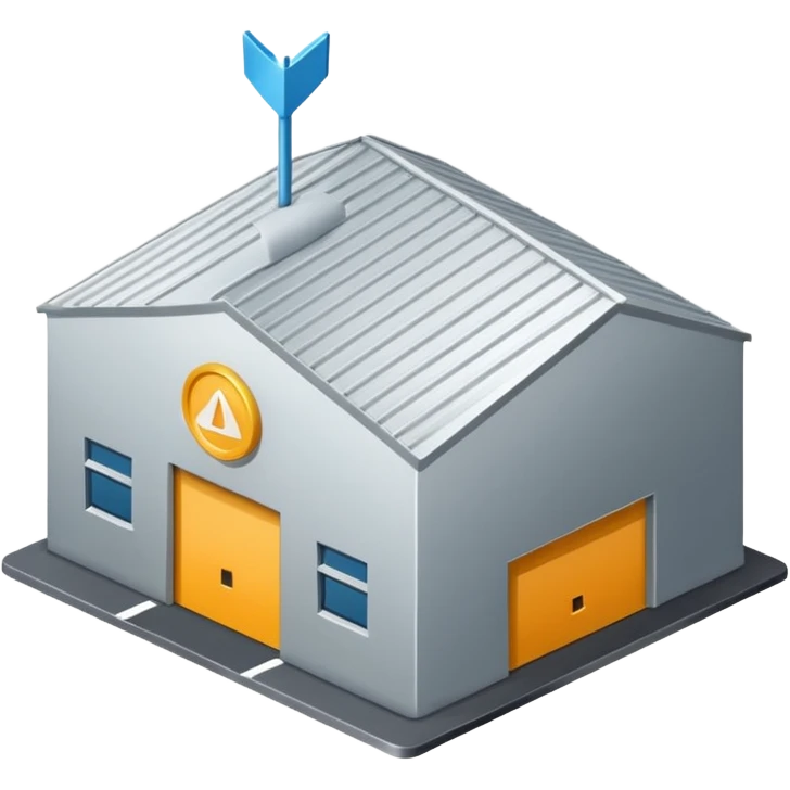 modern warehouse with an arrow that points in emoji