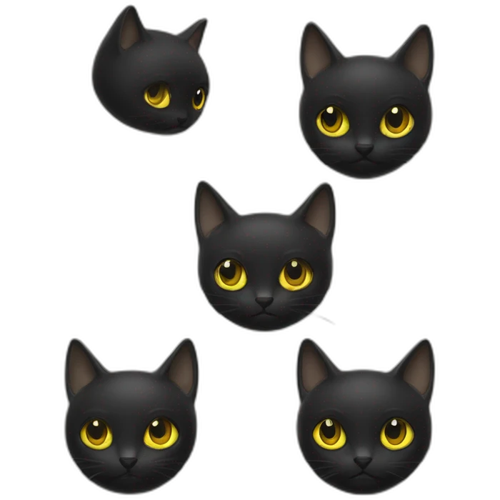 Chat noir avec des yeux vers sur le dos les pâtes en l air emoji