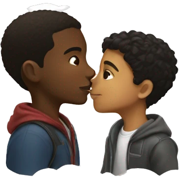 Black boy and hispanic boy kissing emoji