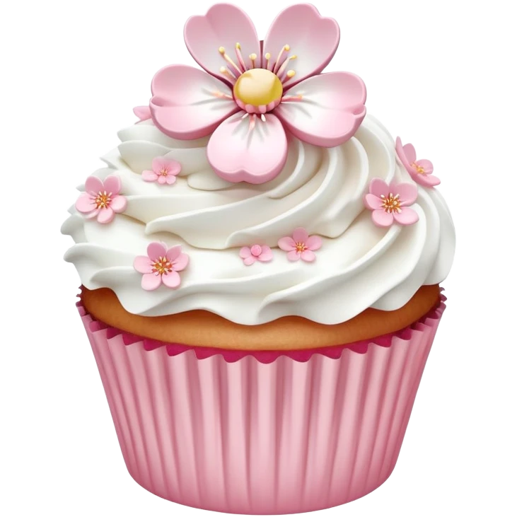 Cute Pastel pink and white Cherry Blossom Sakura Cupcake emoji