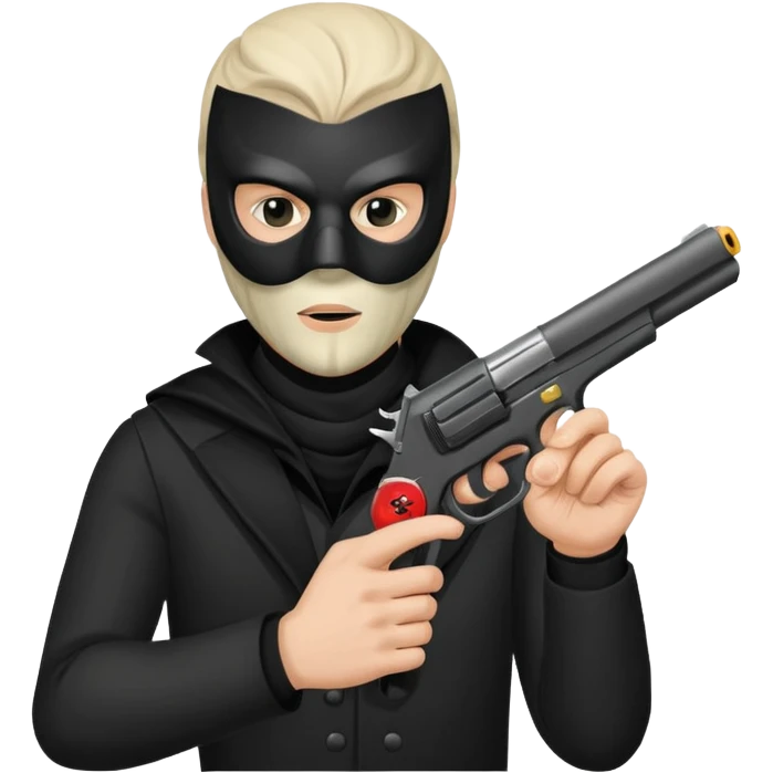 a masked man with a pistol in hand, shiesty mask emoji