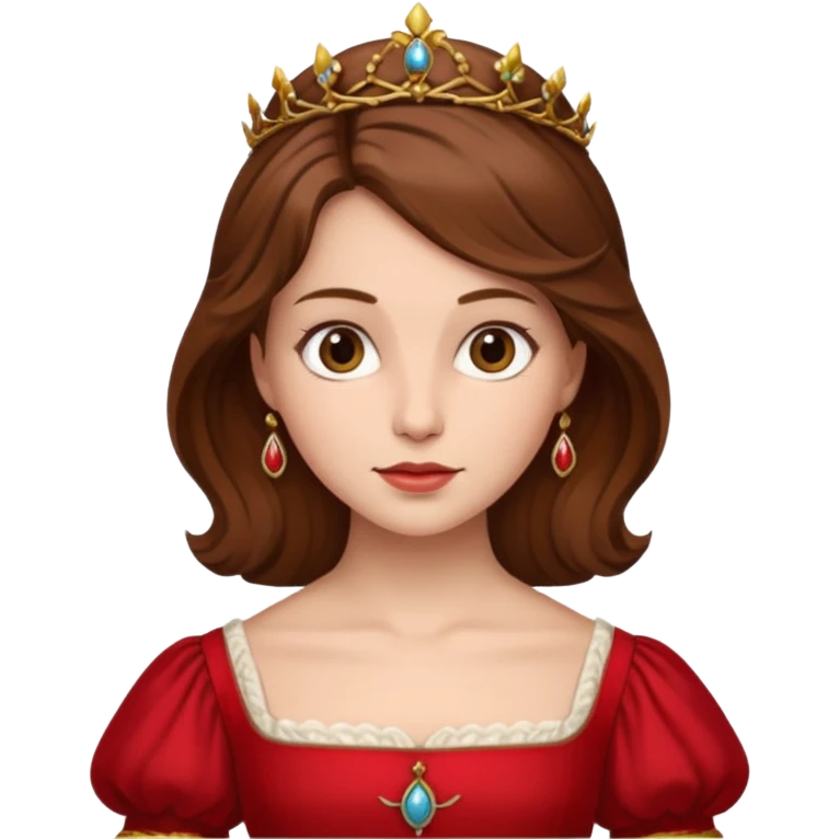 Renaissance lady – brown hair, red dress  emoji