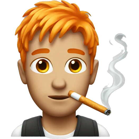 Orange hair with cigarette emoji