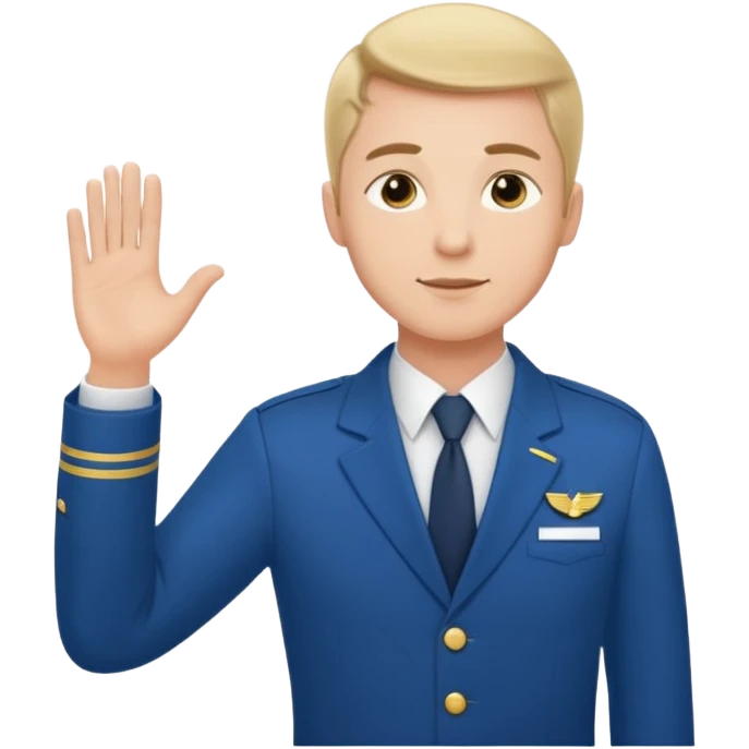 A calm male flight attendant demonstrating instructions with confident emoji