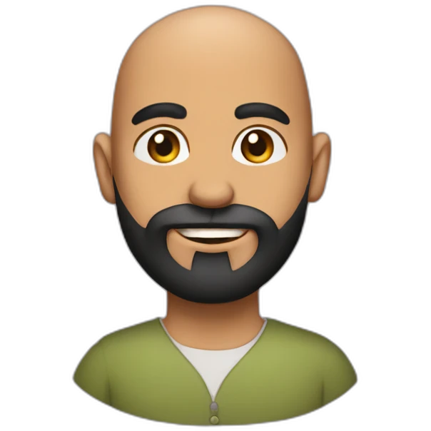 Olive skin bald man with long black beard emoji