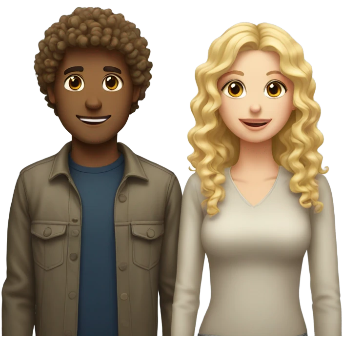 curly hair boyfriend and blonde girlfriend  emoji