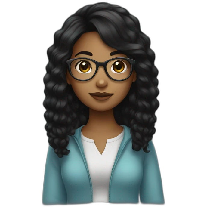 black hair girl with glasses emoji