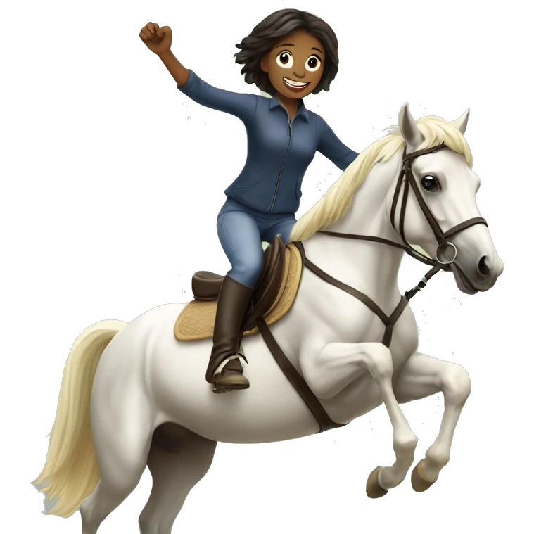 Girl jumping with horse emoji
