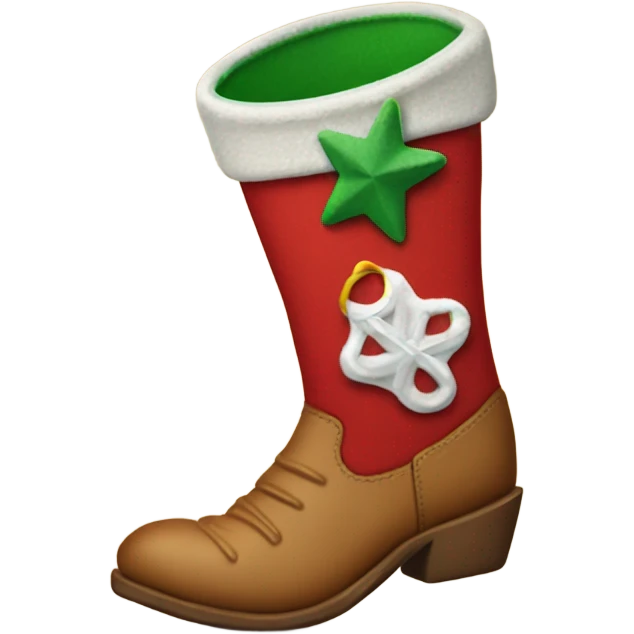 Christmas stocking shaped like cowboy boot emoji