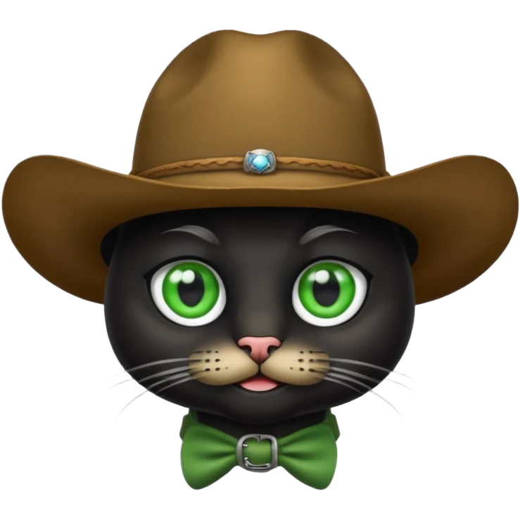 combine the cowboy empjis with a bclack cat emoji and make it have a black thick moustache emoji