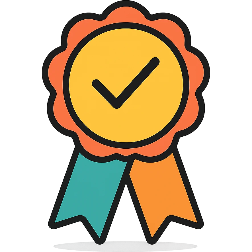 vector icon of a gold master choice emblem with subtle colorful accents, elegant minimalist flat design, award badge style, 2D flat vector, trending icon look, soft shadows, no text, isolated on white background, commercial use emoji