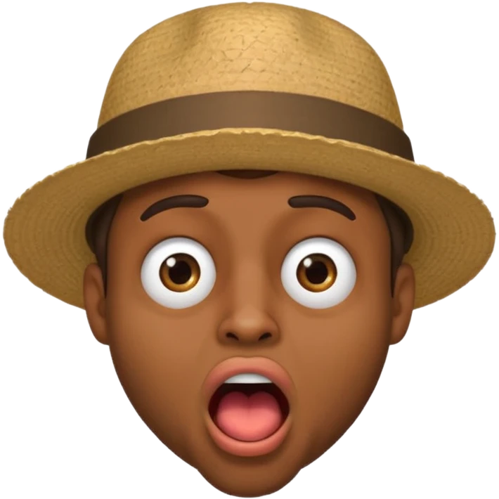 homme créole réunionnais  étonné  bouche ouverte avec chapeau emoji