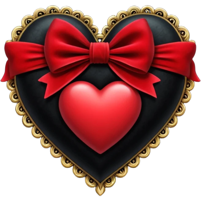 heart with a velvet bow, goth emoji