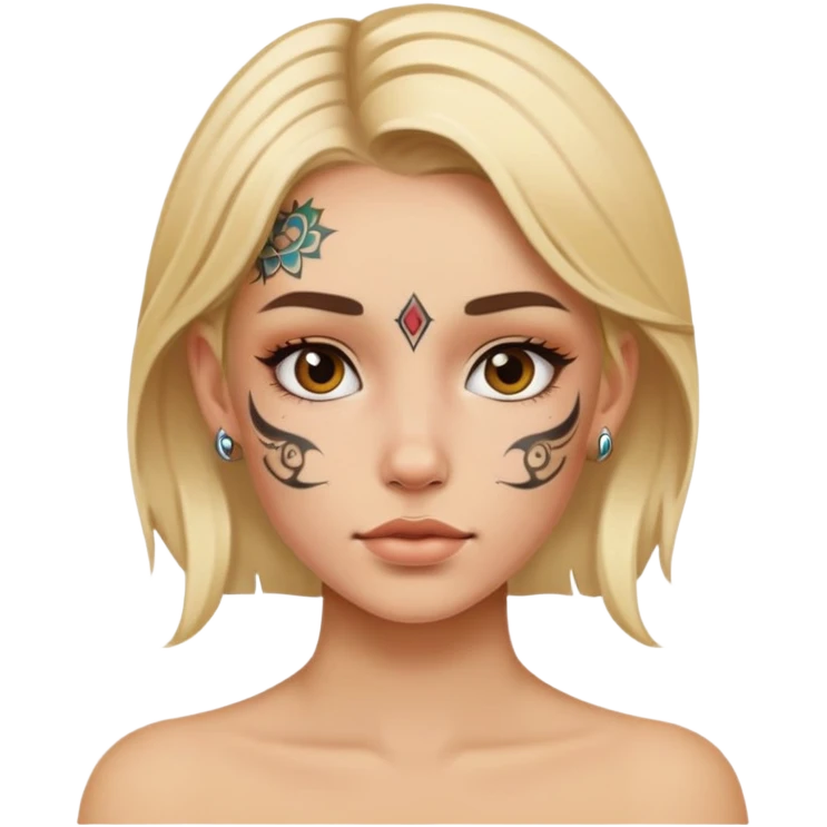 face tattooed blond girl emoji