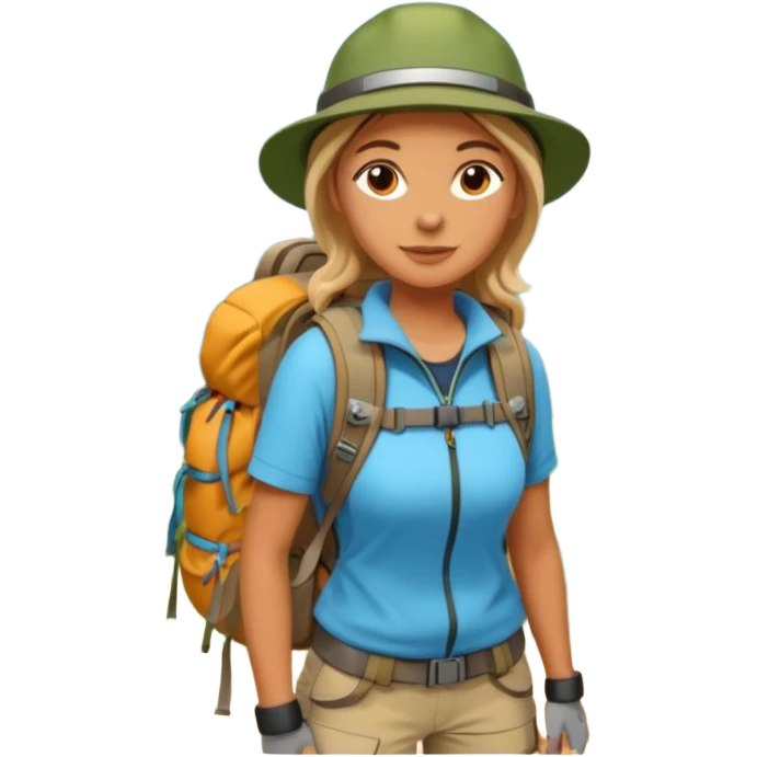 woman hiking in the woods in the sunshine emoji