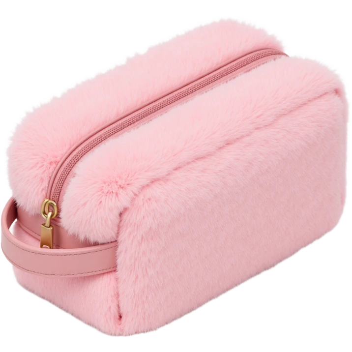 light pink fluffy cosmetics bag emoji