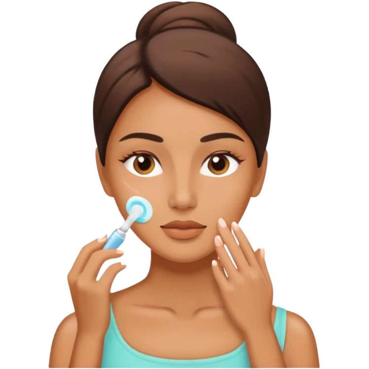 Perempuan lagi skincare (tapi yang lebih ketutup) fokus di muka emoji