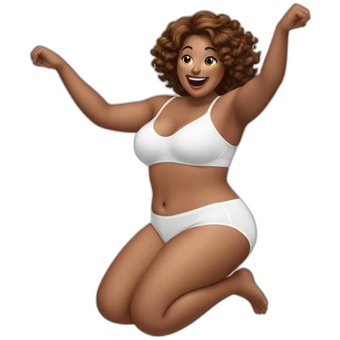 curvy beauty jumping white knickers emoji