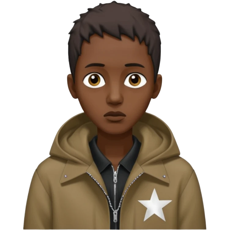 Absolutely emaciated Somali wearing trapstar coat emoji